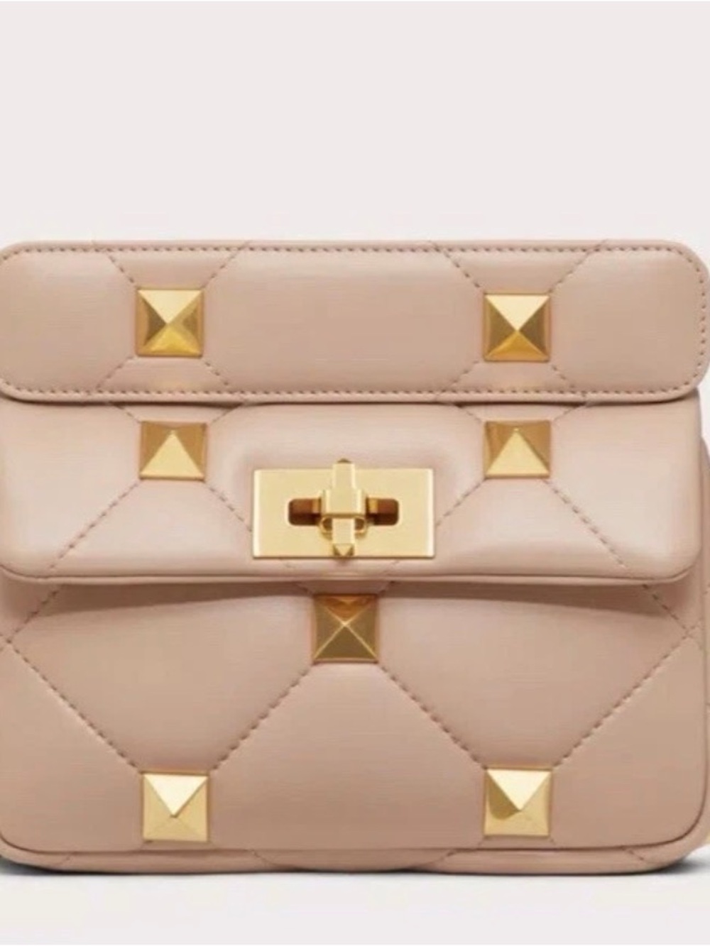 Valentino Blush Pink Quilted Leather Mini Bag with Gold Studs $2,980